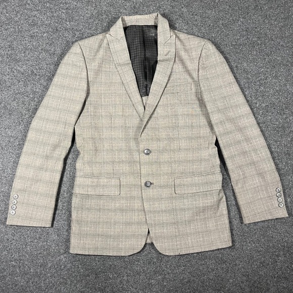 John Varvatos USA Dwell Blazer Mens 38R Grey Glen Plaid 2-Button Sport Coat